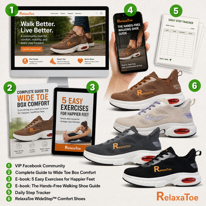 RelaxaToe Hands-Free Wide Toe Box Walking Shoes- Gray